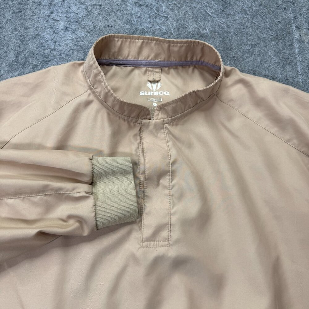 Sunice 1/4 Zip Windbreaker Pullover Jacket Men L Beige Classic Fit Nylon